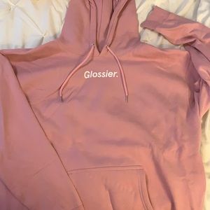 Glossier pink hoodie